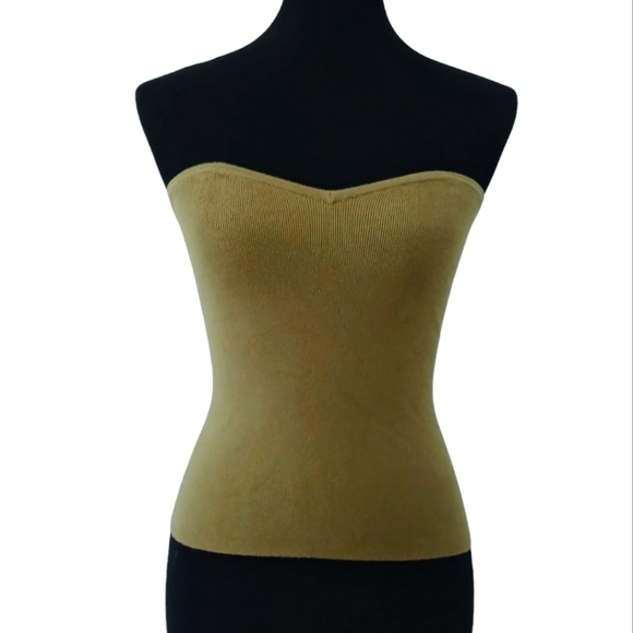 Express Tops - Sweater Knit Tube Top w/ Sweetheart Neckline Olive Khaki Size Small Express